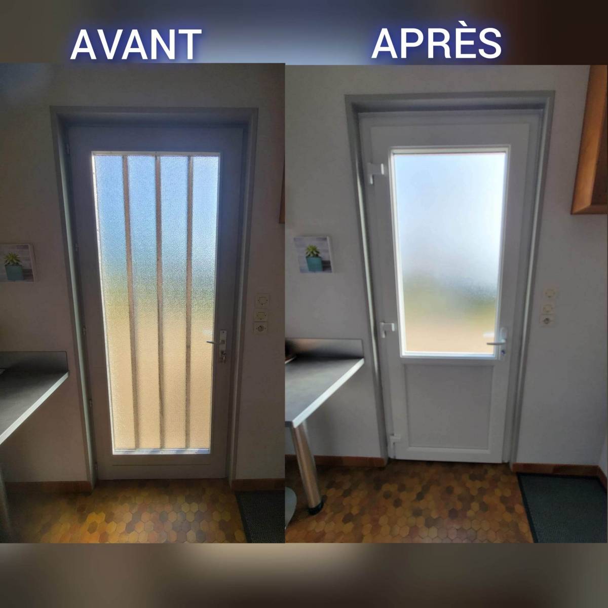 Fourniture et pose d’une porte d’entrée vitrée en PVC blanc à Brametot dans le 76