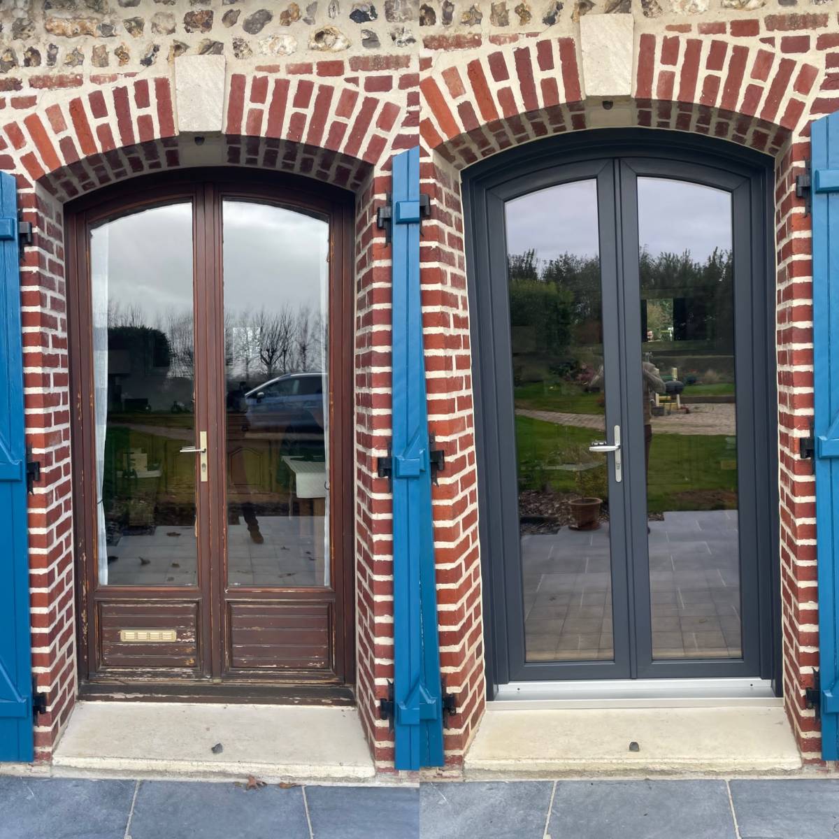 porte fenêtre cintrée sans soubassement