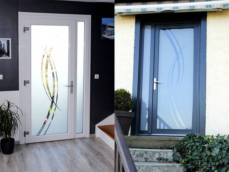 porte PVC bicolore Blanc Gris Anthracite proche de Rouen